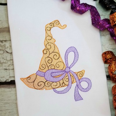 swirly witch hat embroidery design